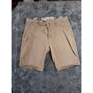 Free Planet Mens Khaki Tan Stretch Chino Shorts Size 36 Flat Front Casual Summer